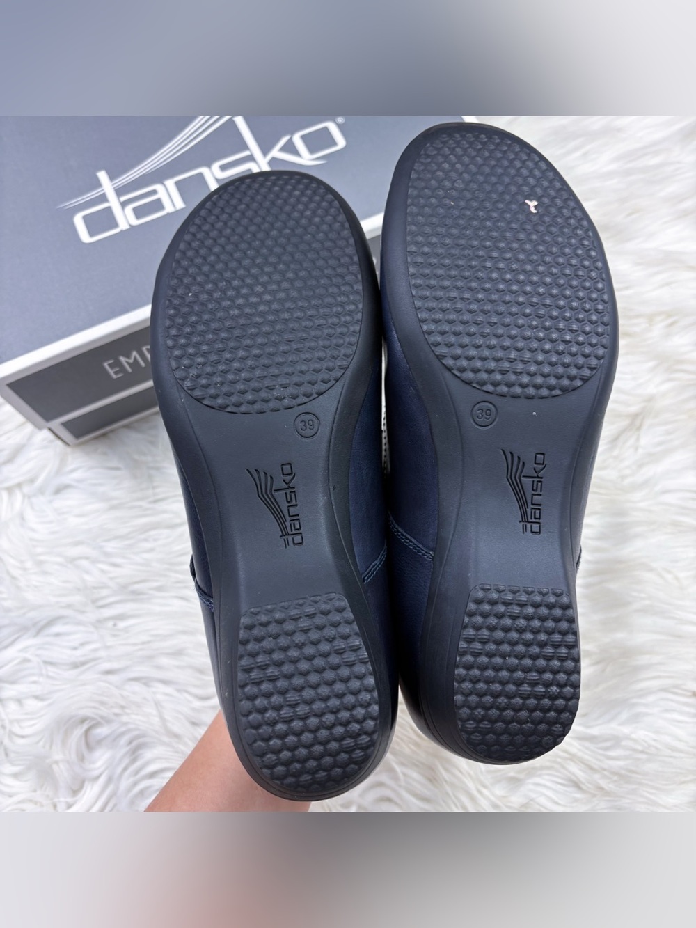Dansko Fawna Mary Jane Flats Navy Blue Burnished Calf Leather NEW 39 US 9 - Picture 7 of 10